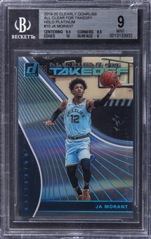 2019-20 Panini Donruss Clearly "All Clear For Takeoff" Holo Platinum #10 Ja Morant Rookie Card (#1/1) - BGS MINT 9